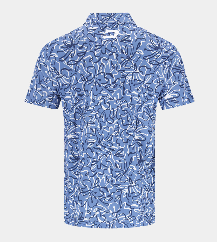 ABSTRACT FLORAL POLO - BLUE