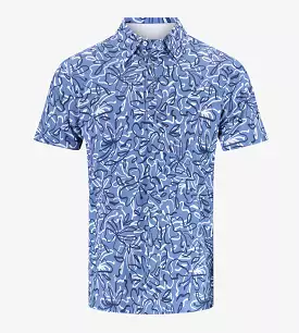 ABSTRACT FLORAL POLO - BLUE