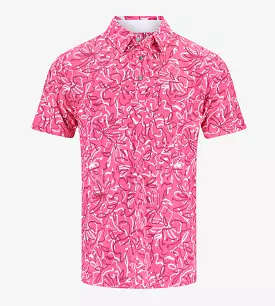 ABSTRACT FLORAL POLO - PINK