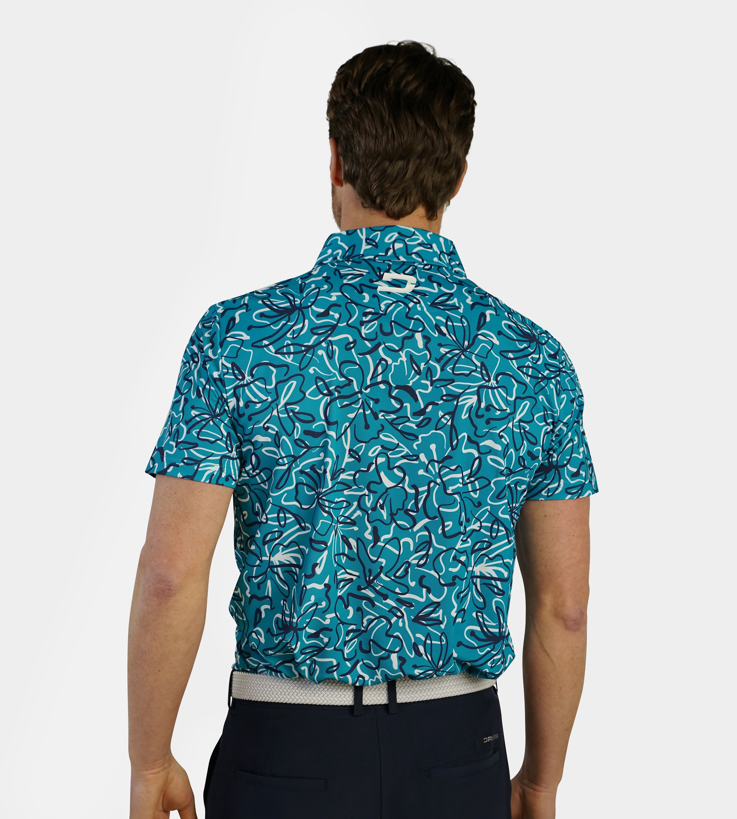 ABSTRACT FLORAL POLO - TEAL