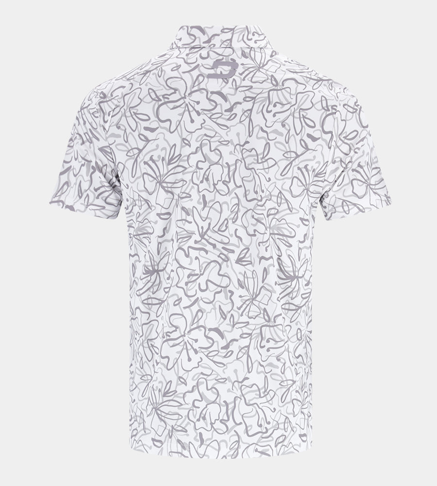 ABSTRACT FLORAL POLO - WHITE