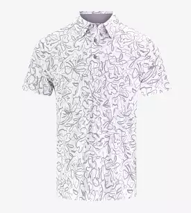 ABSTRACT FLORAL POLO - WHITE