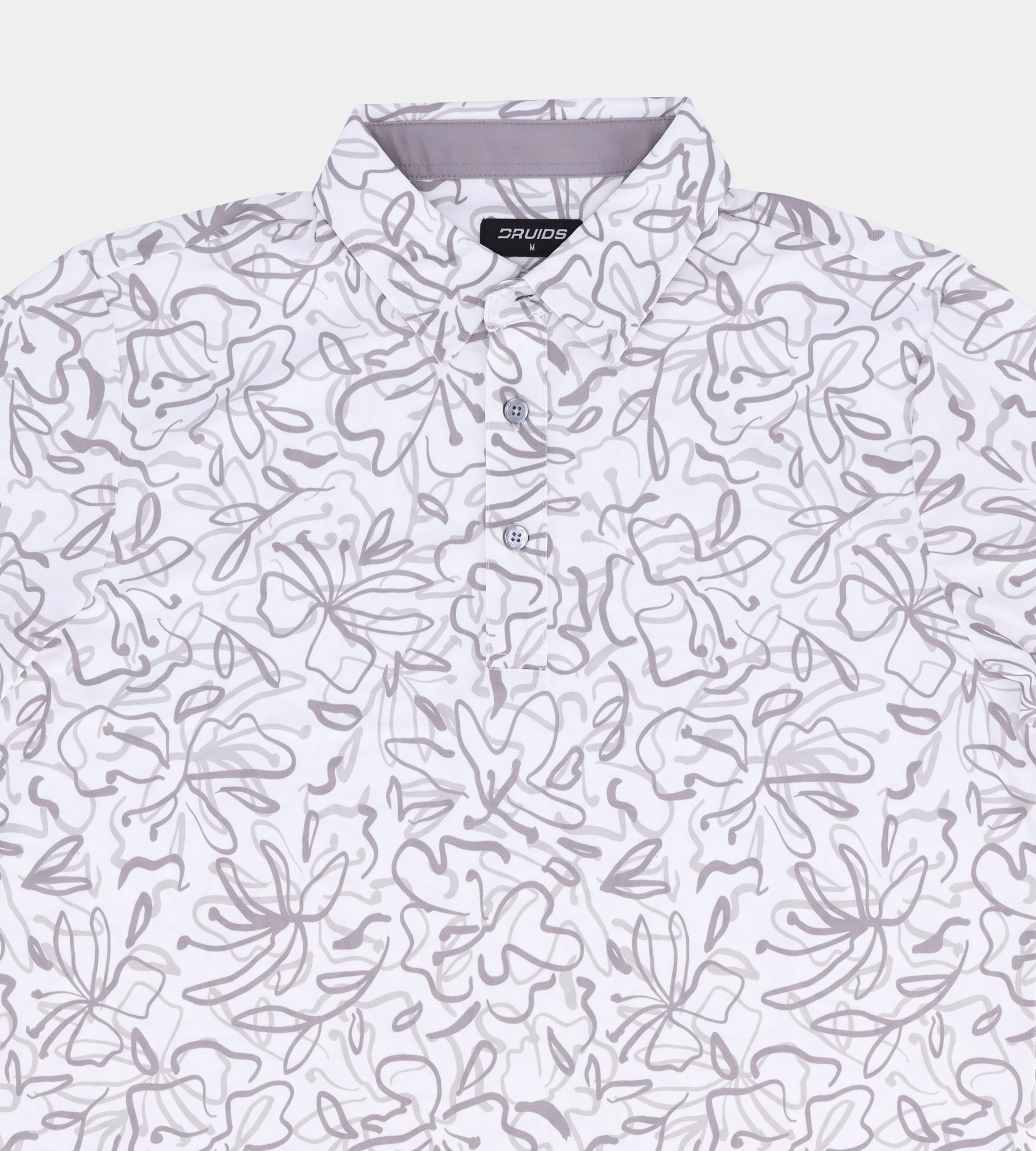 ABSTRACT FLORAL POLO - WHITE