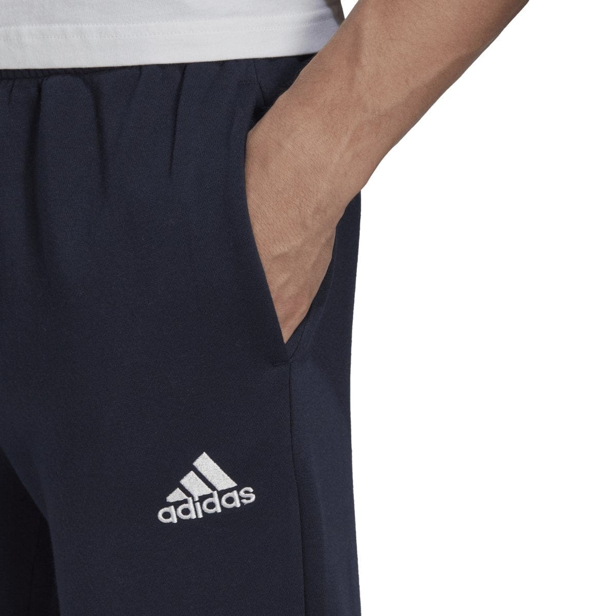 ADIDAS MEN'S ESSENTIALS FLEECE REGULAR TAPERED NAVY TRACKPANTS