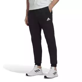 ADIDAS MEN'S FEELCOZY FLEECE TAPERED BLACK TRACKPANTS