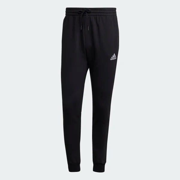 ADIDAS MEN'S FEELCOZY FLEECE TAPERED BLACK TRACKPANTS