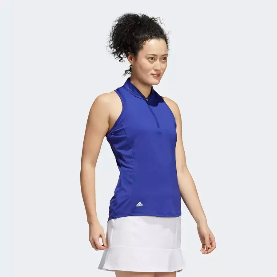 Adidas Racerback Ladies Sleeveless Polo Shirt - Blue