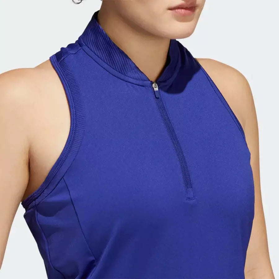 Adidas Racerback Ladies Sleeveless Polo Shirt - Blue