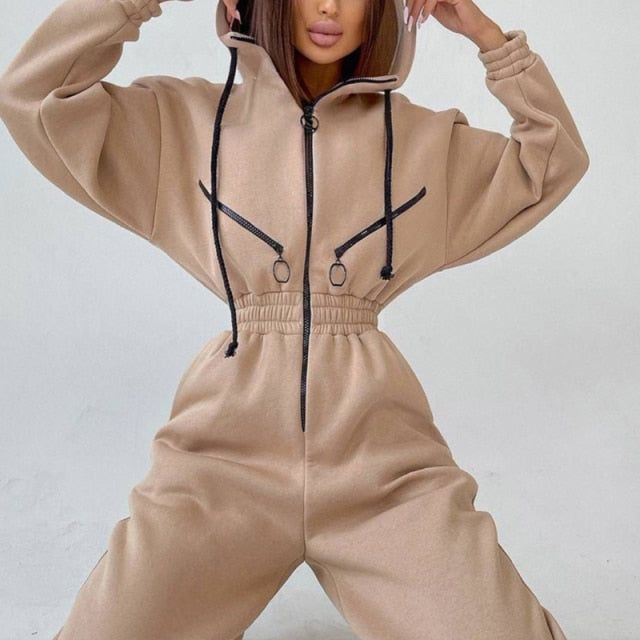 Ashoreshop Womens One Piece Sweatshirt Jumpsuits Slip On and Go Winter Jumpsuits