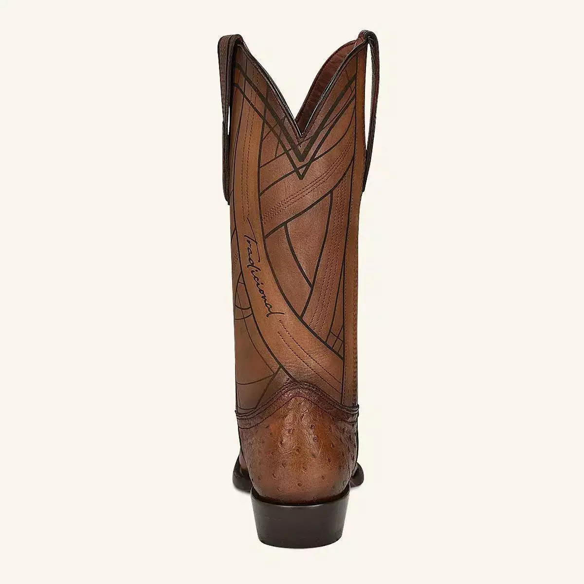 B22PA1 - Cuadra brown dress cowboy ostrich leather boots for men