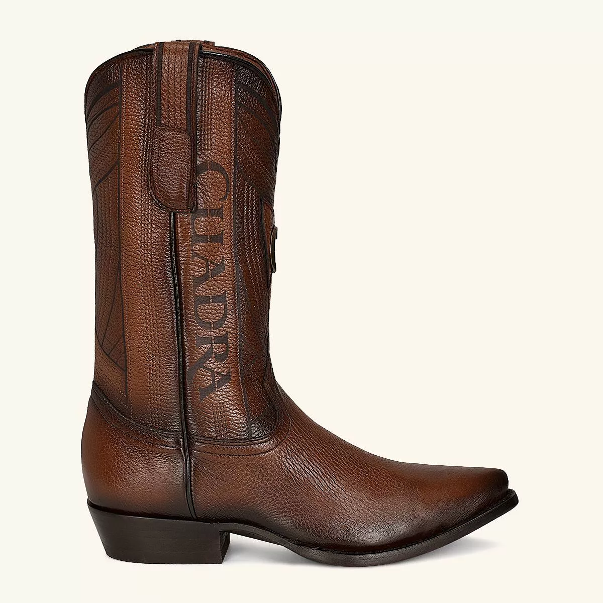 B22PVE - Cuadra brown dress cowboy deer leather boots for men