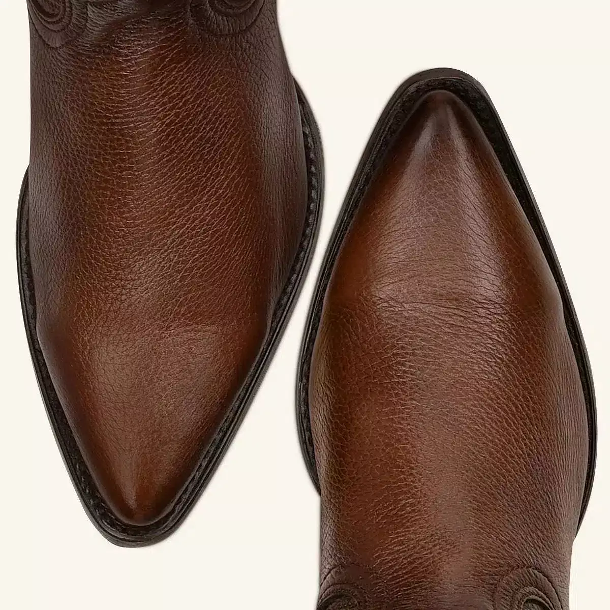 B22PVE - Cuadra brown dress cowboy deer leather boots for men