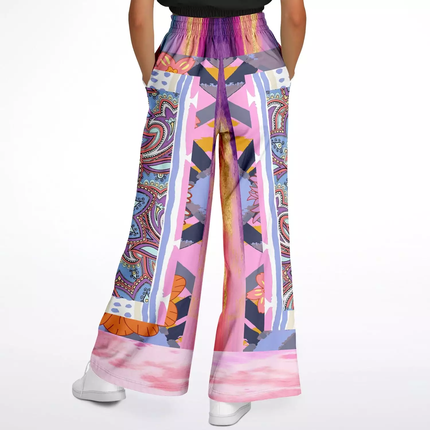 Bahama Mama Drama Pink Patchwork Stretchy Phat Bellbottoms