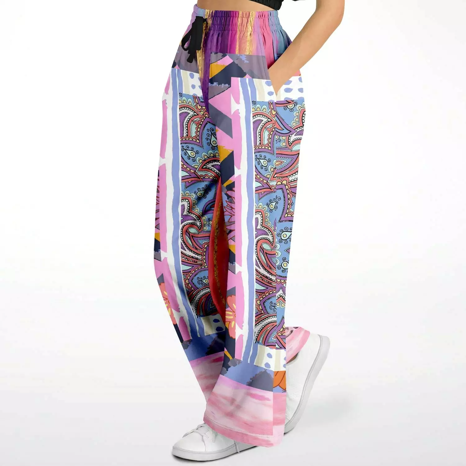 Bahama Mama Drama Pink Patchwork Stretchy Phat Bellbottoms