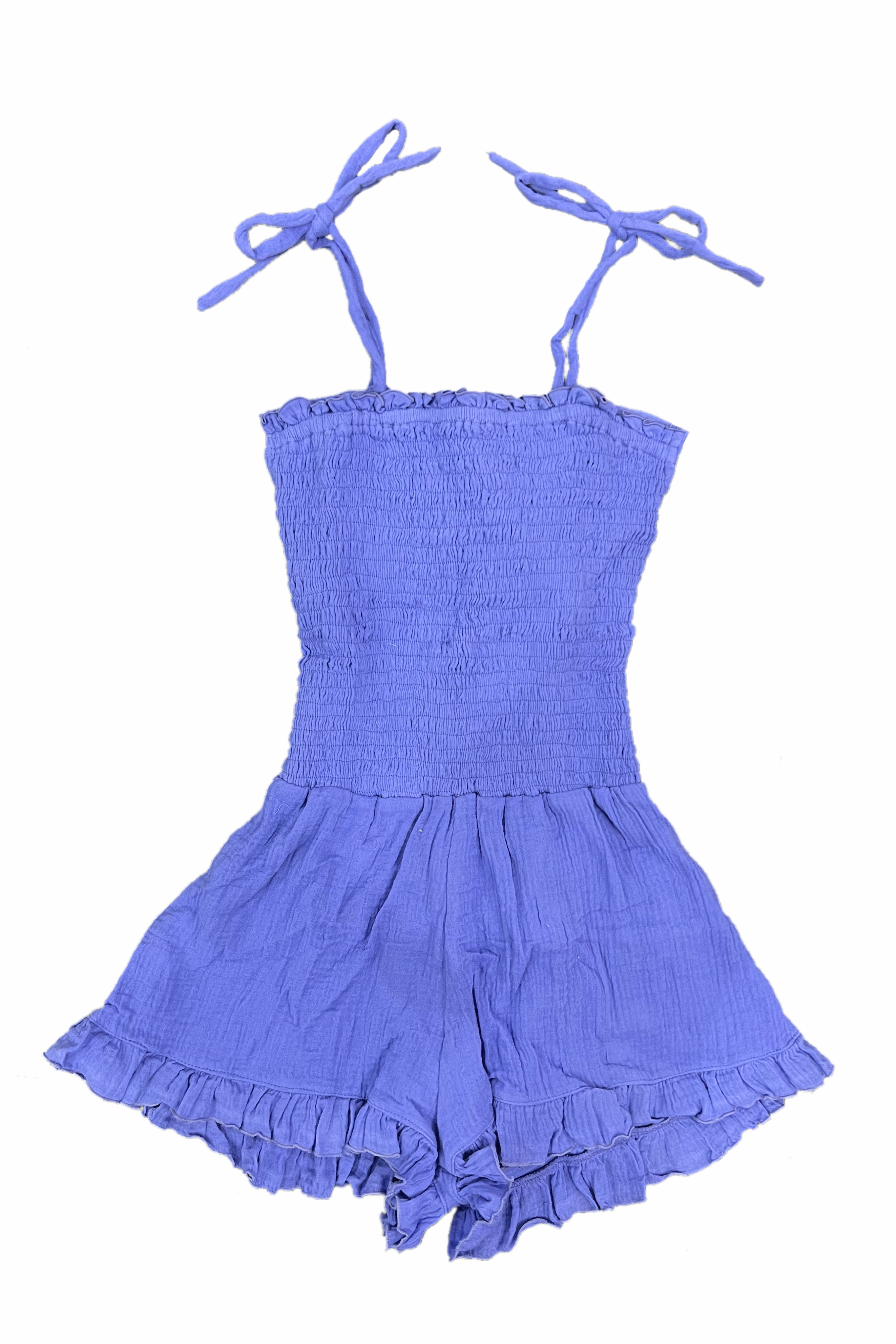 Bandana Blue Gauze Tie Back Romper