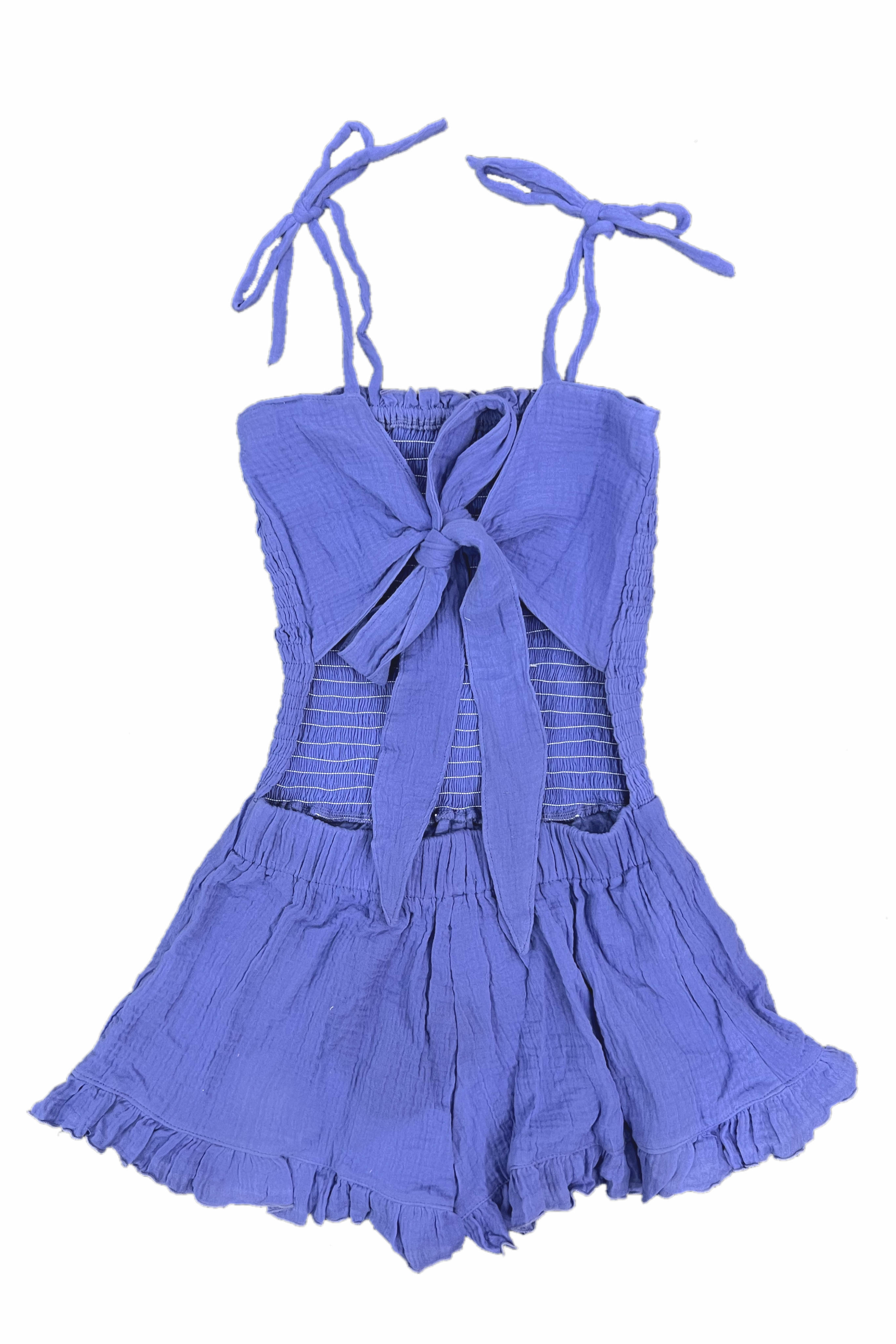 Bandana Blue Gauze Tie Back Romper