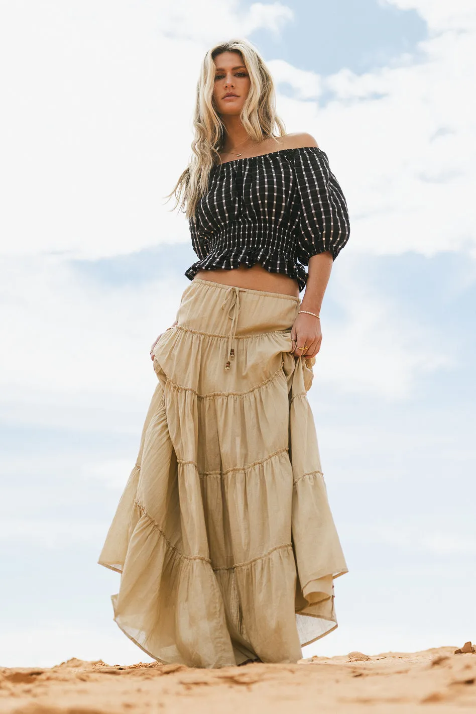 Baylin Tiered Skirt in Tan - FINAL SALE