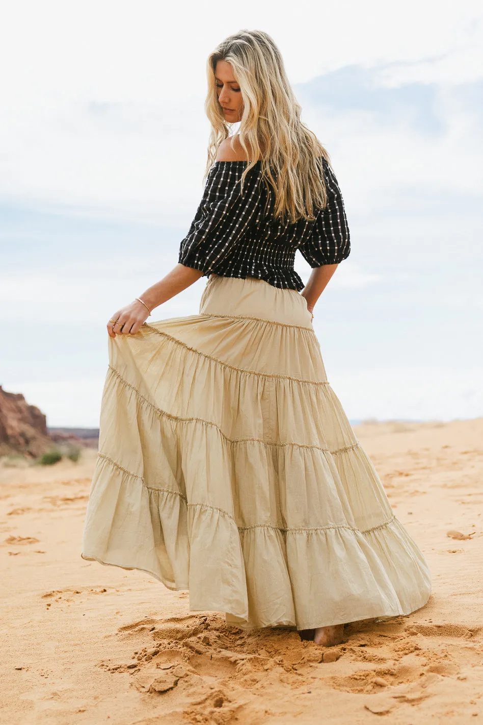 Baylin Tiered Skirt in Tan - FINAL SALE