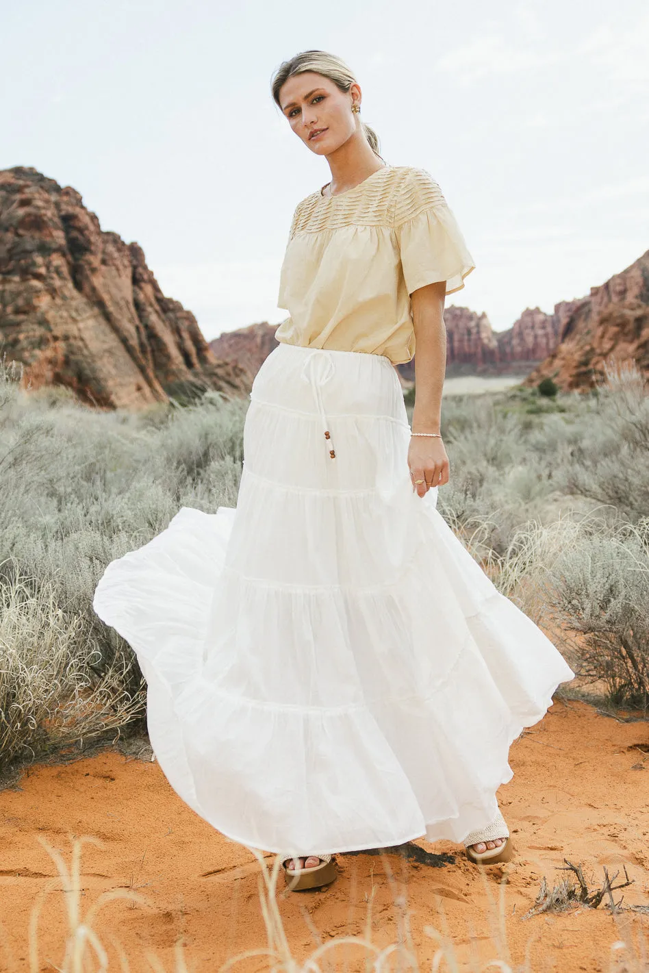 Baylin Tiered Skirt in White - FINAL SALE