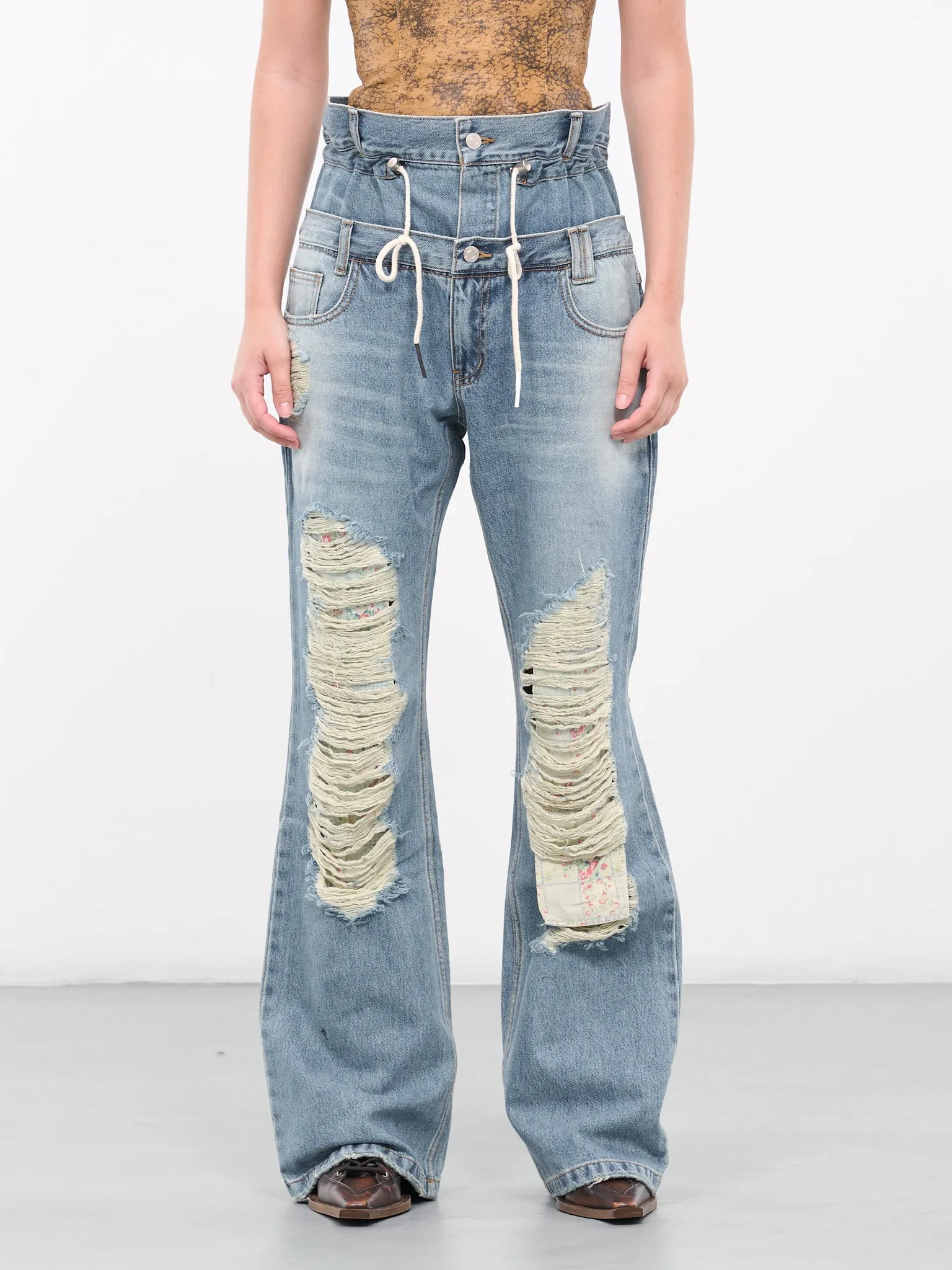 Beria String Double Waist Jeans (APA668U-DUSTBL)