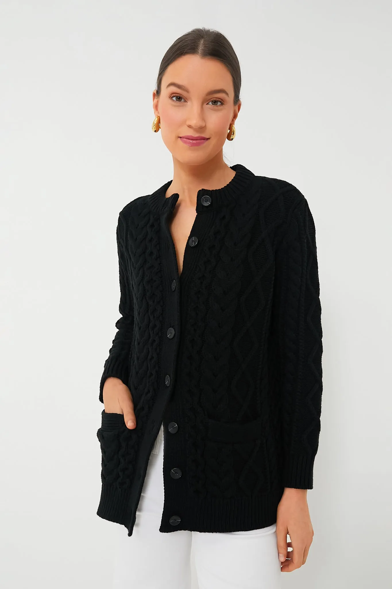 Black Cotton Abigail Cardigan