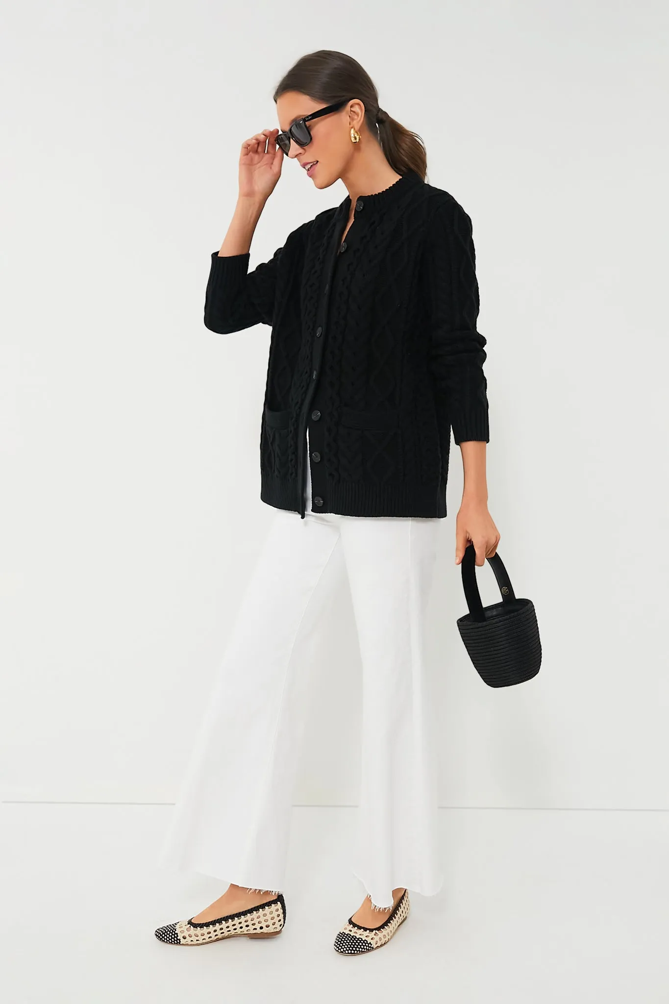 Black Cotton Abigail Cardigan