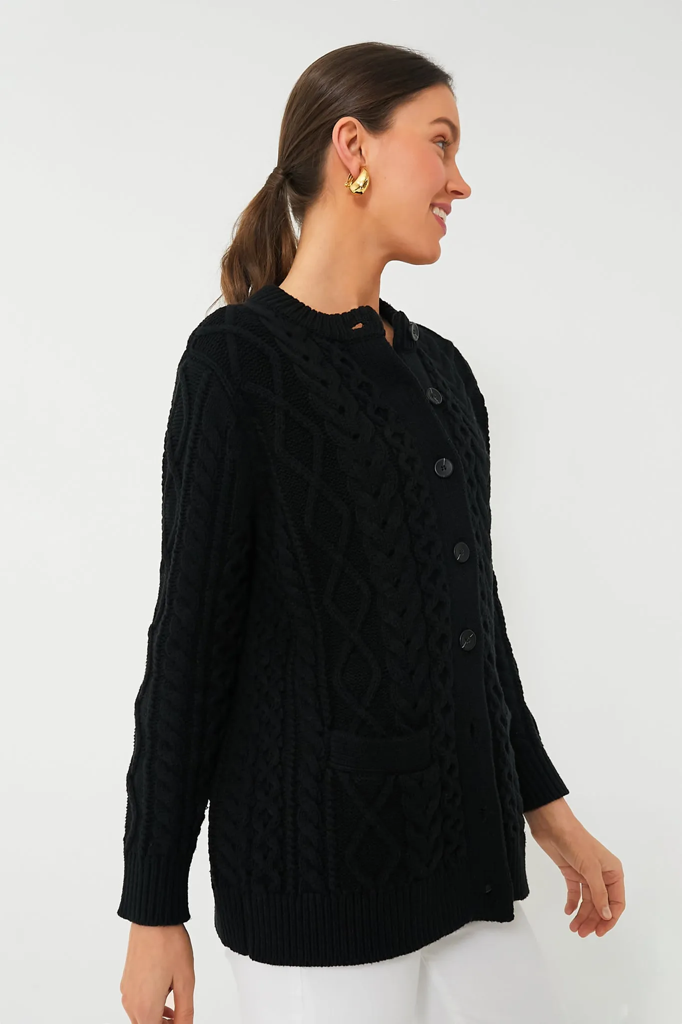 Black Cotton Abigail Cardigan