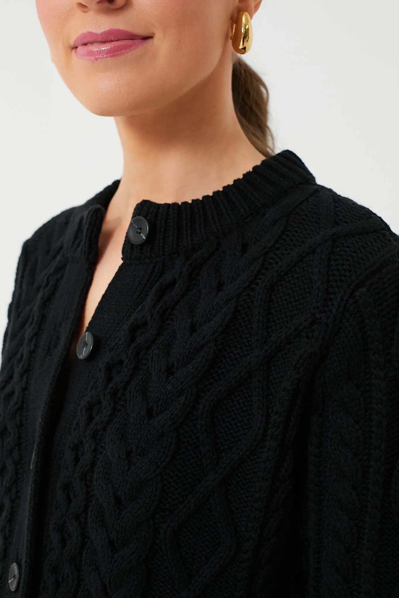 Black Cotton Abigail Cardigan