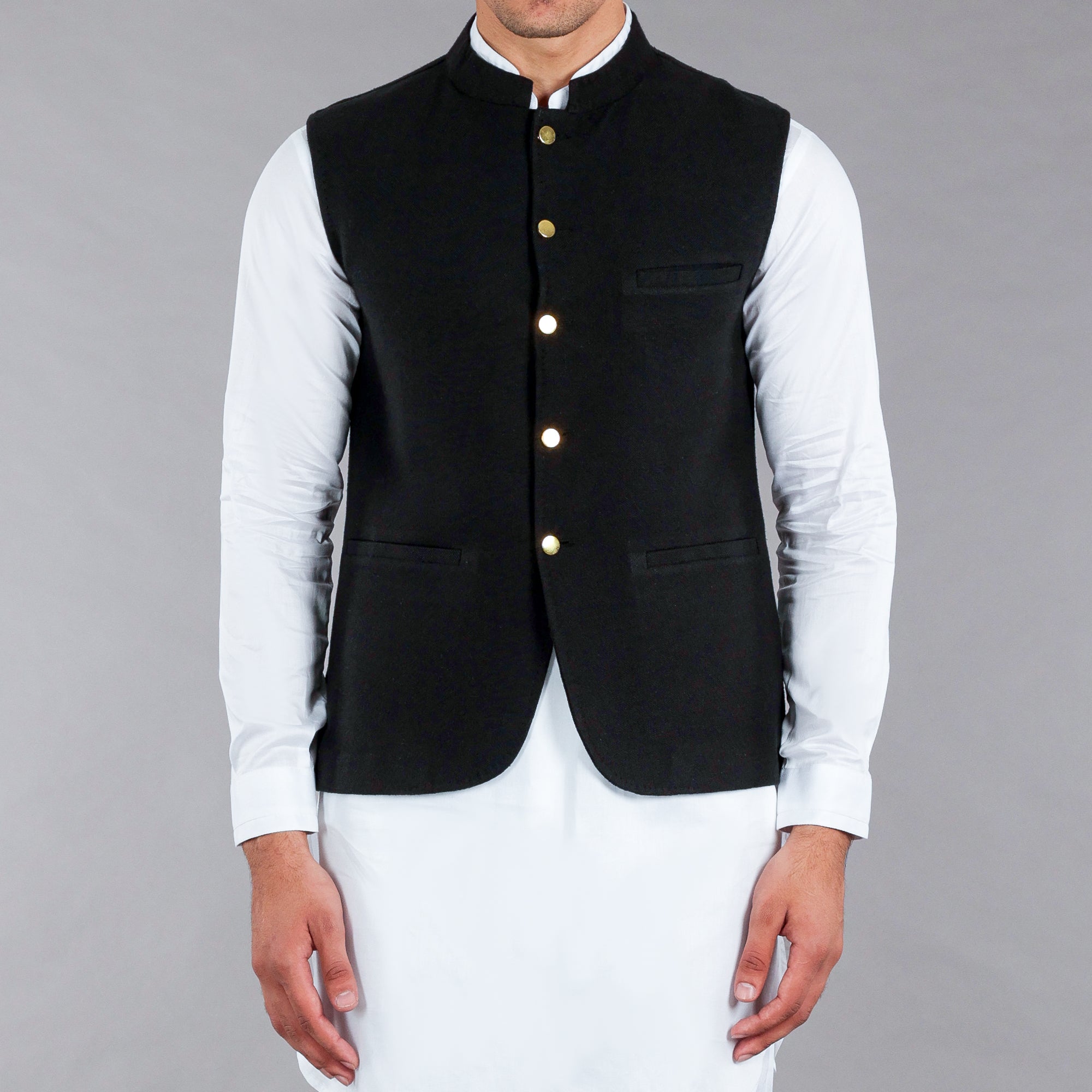 Black Khaddar Waistcoat