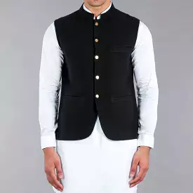 Black Khaddar Waistcoat