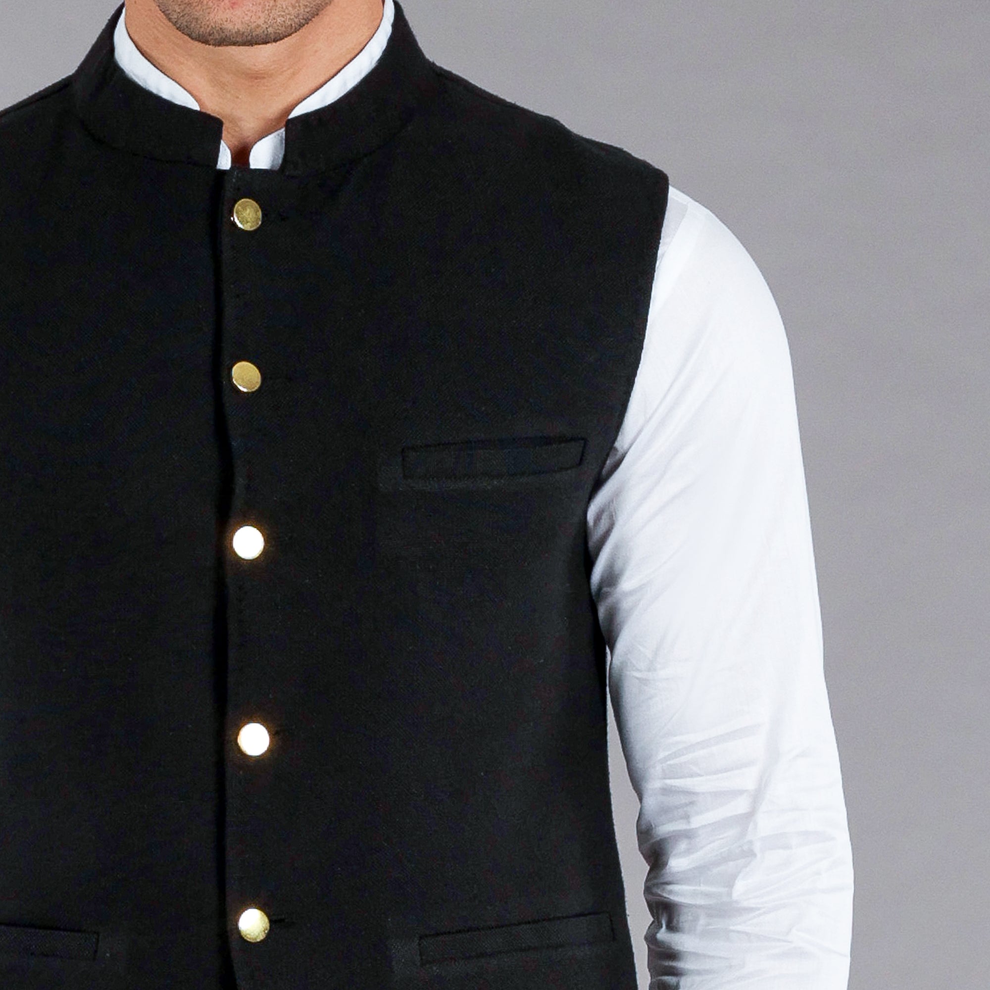 Black Khaddar Waistcoat