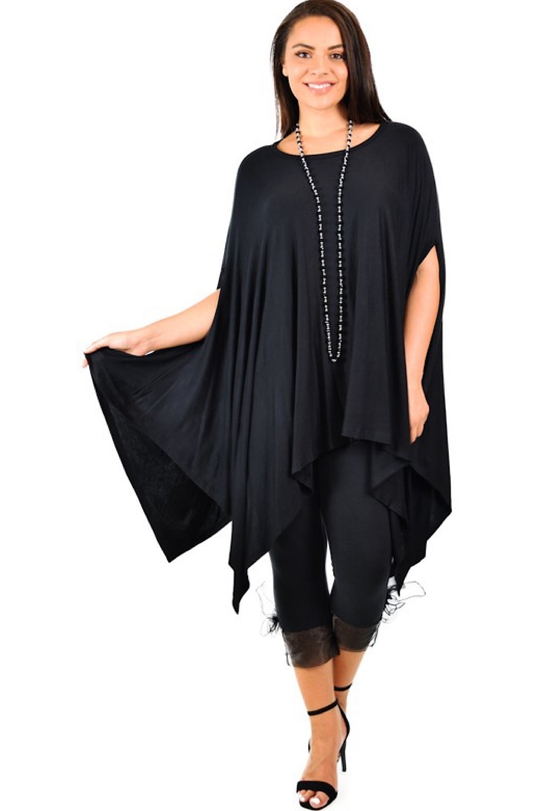 Black Poncho Style Top