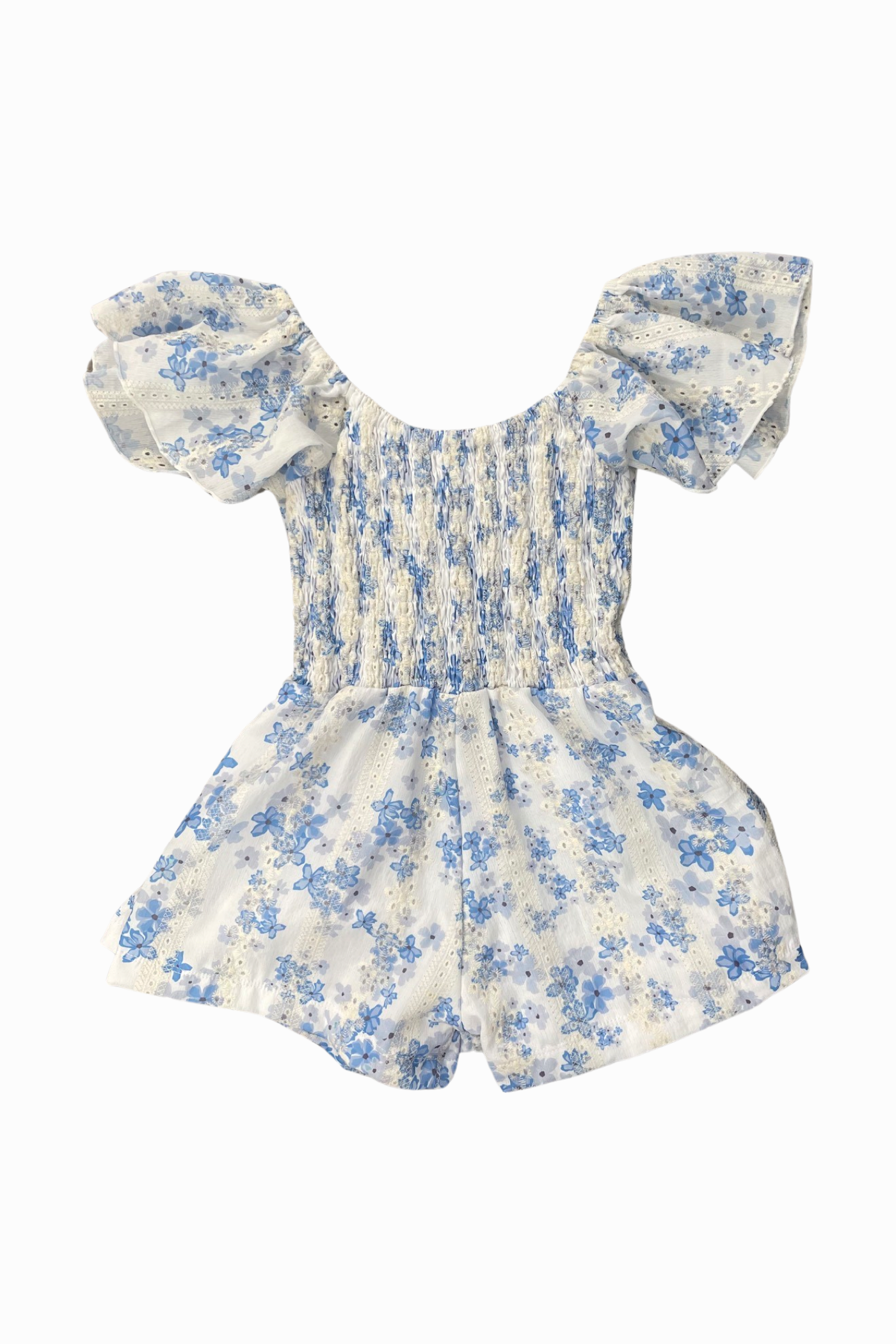 Blue Eyelet Tie Back Romper