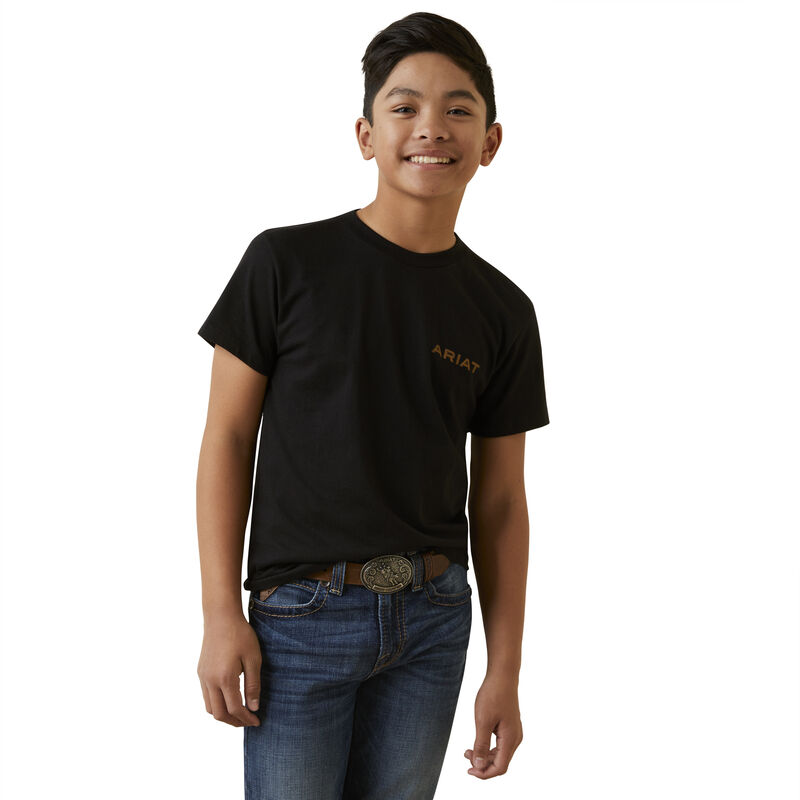 Boy's Ariat Shield Stitch Tee in Black