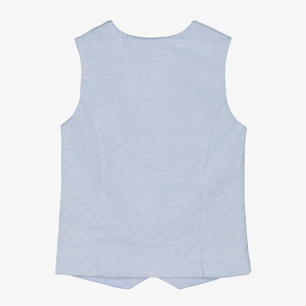 Boys Blue Monogram Waistcoat