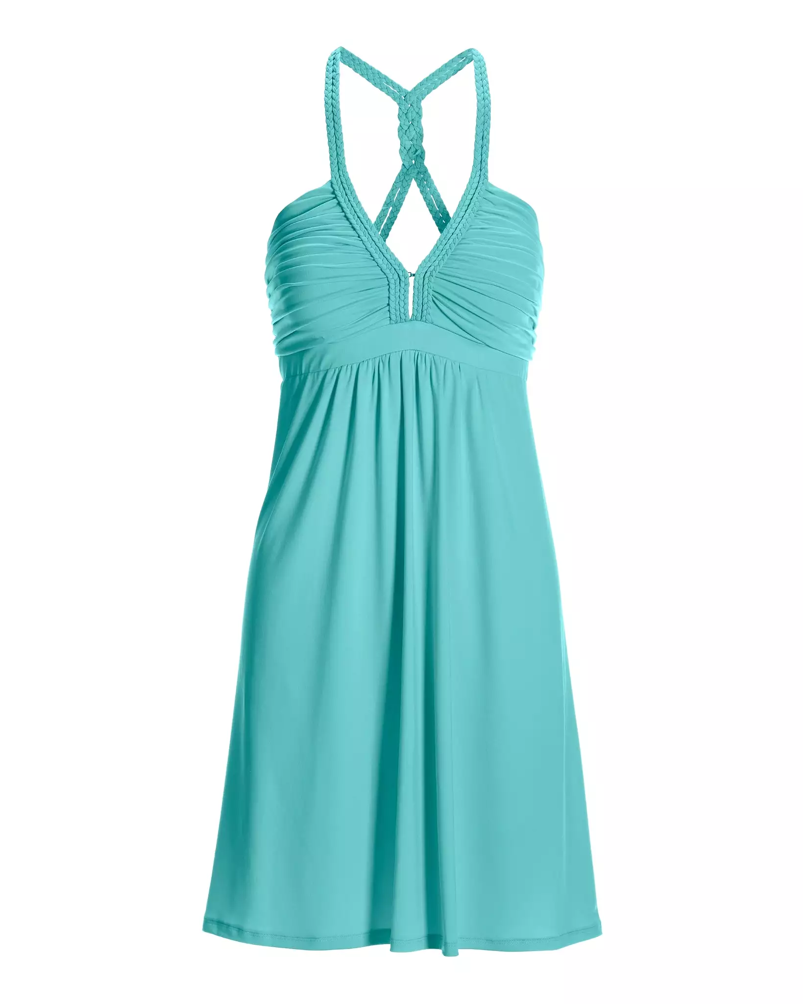 Braided Double Strap Swing Halter Dress Blue Radiance