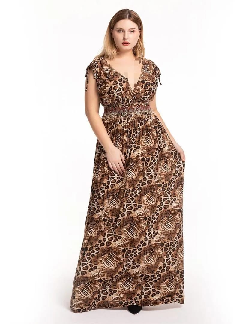 Casual Dresses Leopard Print Long Maxi Boho Dress XL X3449976