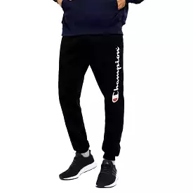 CHAMPION MEN'S SCRIPT BLACK TRACKPANTS