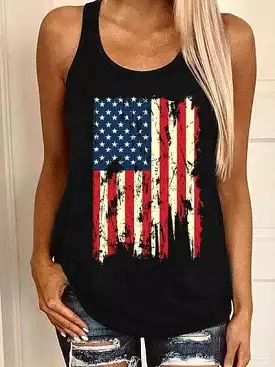 Chic Sleeveless Vest with Graphic Print