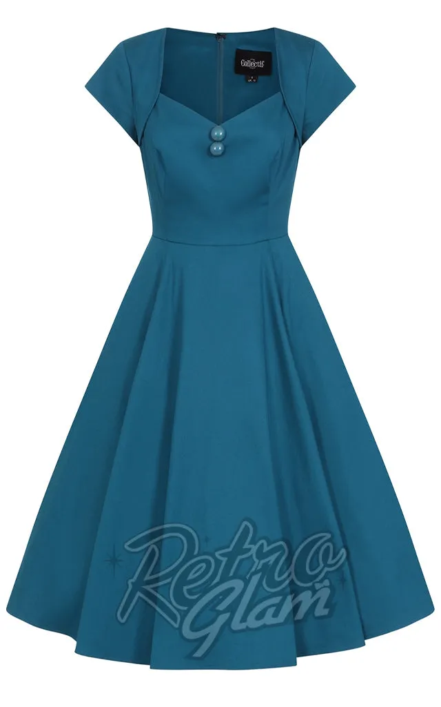 Collectif Nell Swing Dress in Teal - M left only