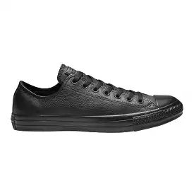 CONVERSE MEN'S CHUCK TAYLOR ALL STAR LOW TOP TRIPLE BLACK LEATHER SHOE