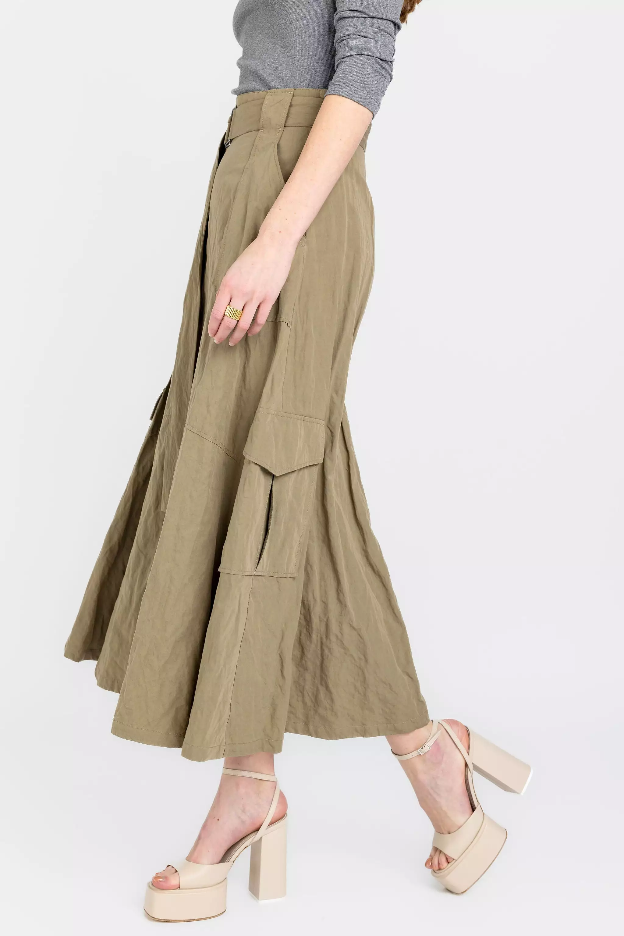 Cotton Cargo Skirt in Fango