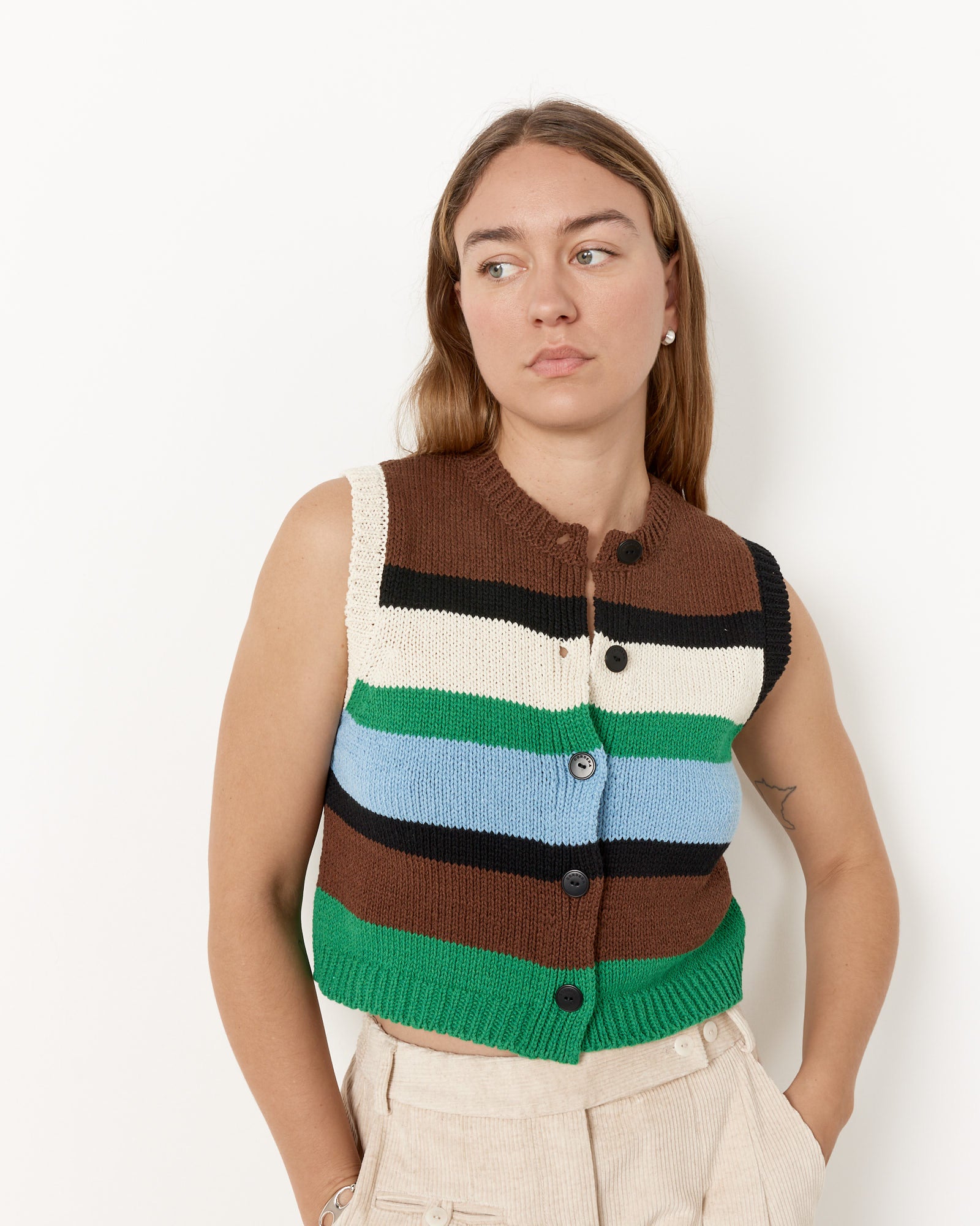 Cotton Striped Waistcoat