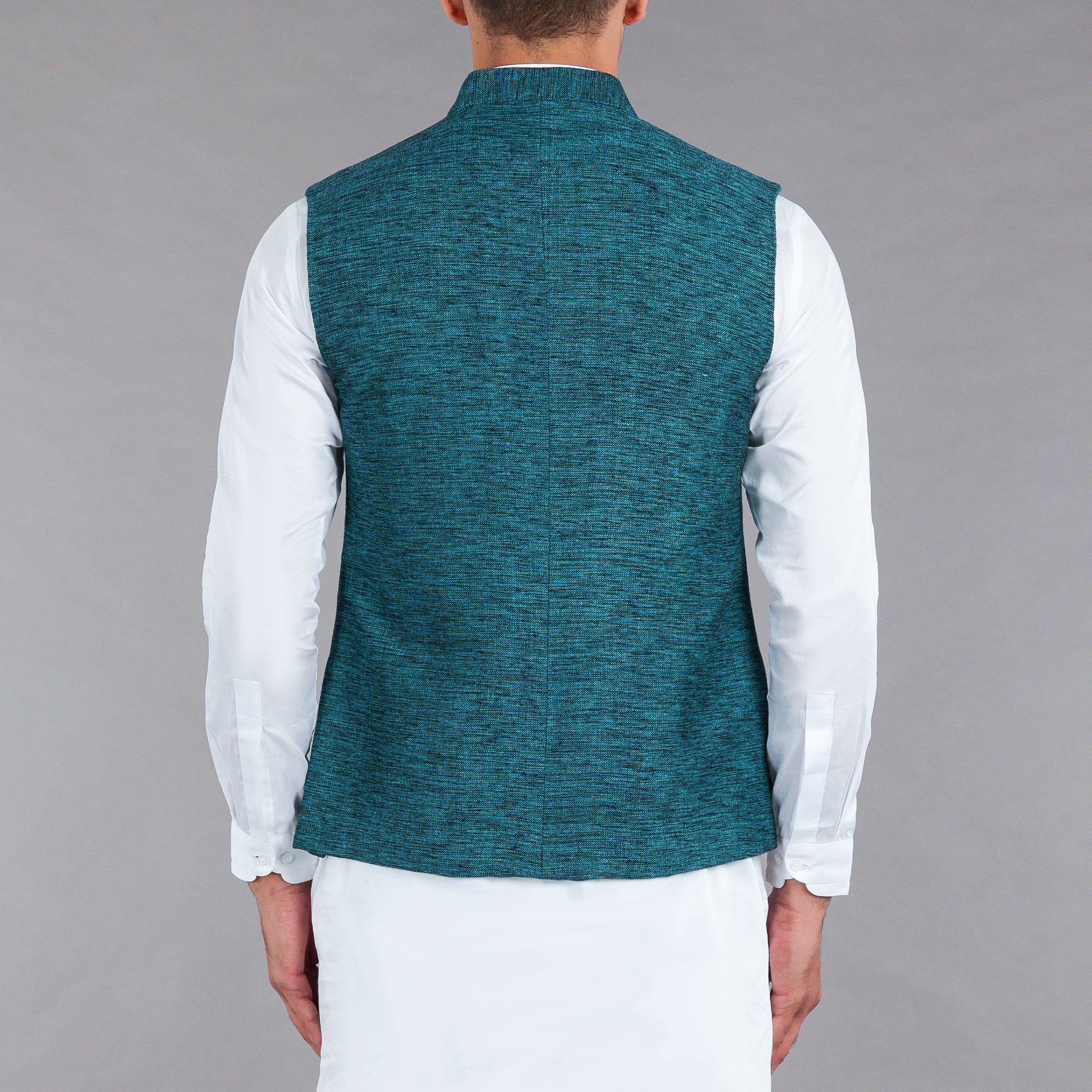 Dark Green Khaddar Waistcoat