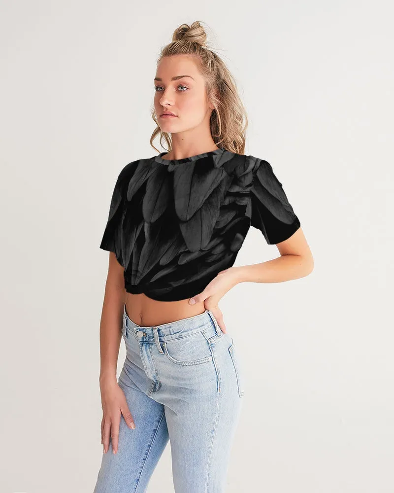 DOLLY SWAN LAKE THE BLACK SWAN Women's Twist-Front Cropped Tee