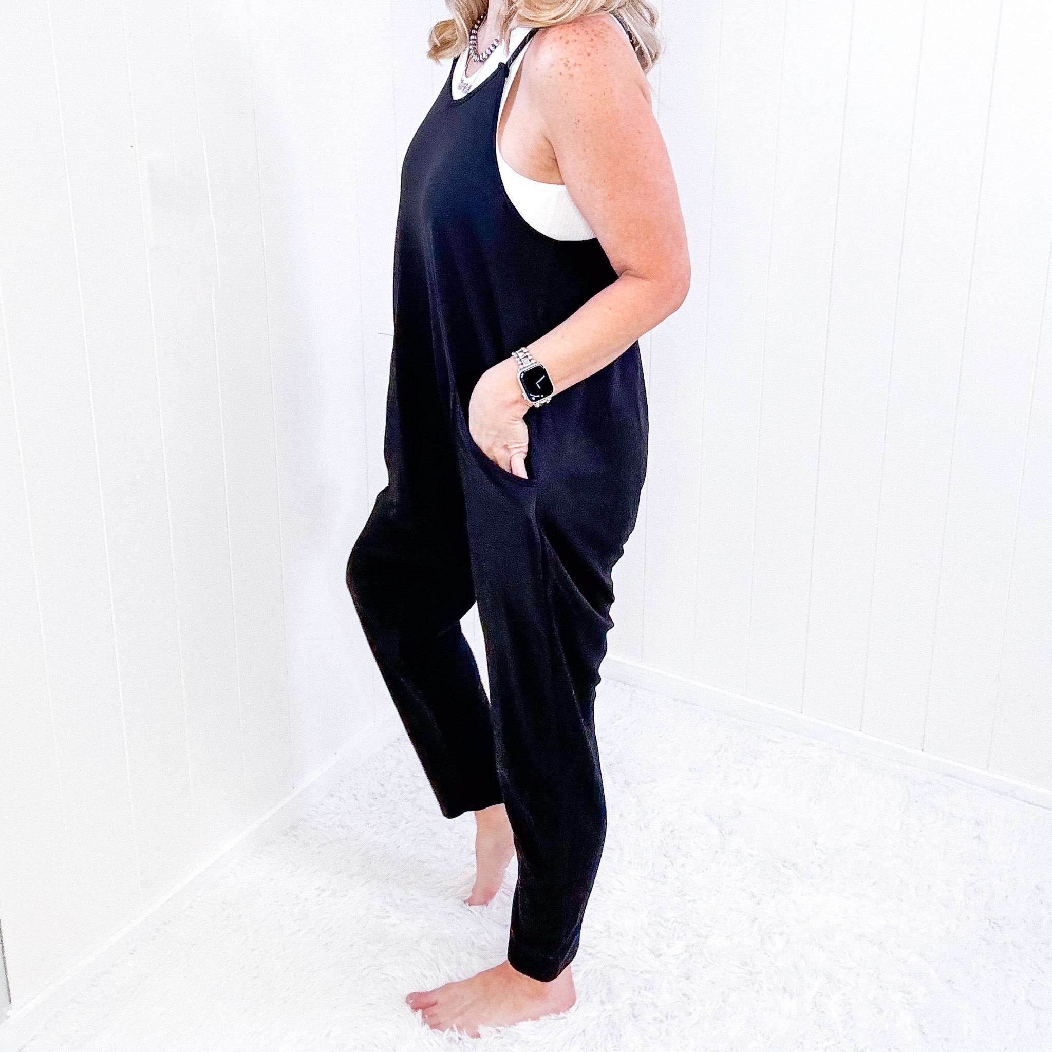 Double Take V-Neck Sleeveless Jumpsuit with Pockets