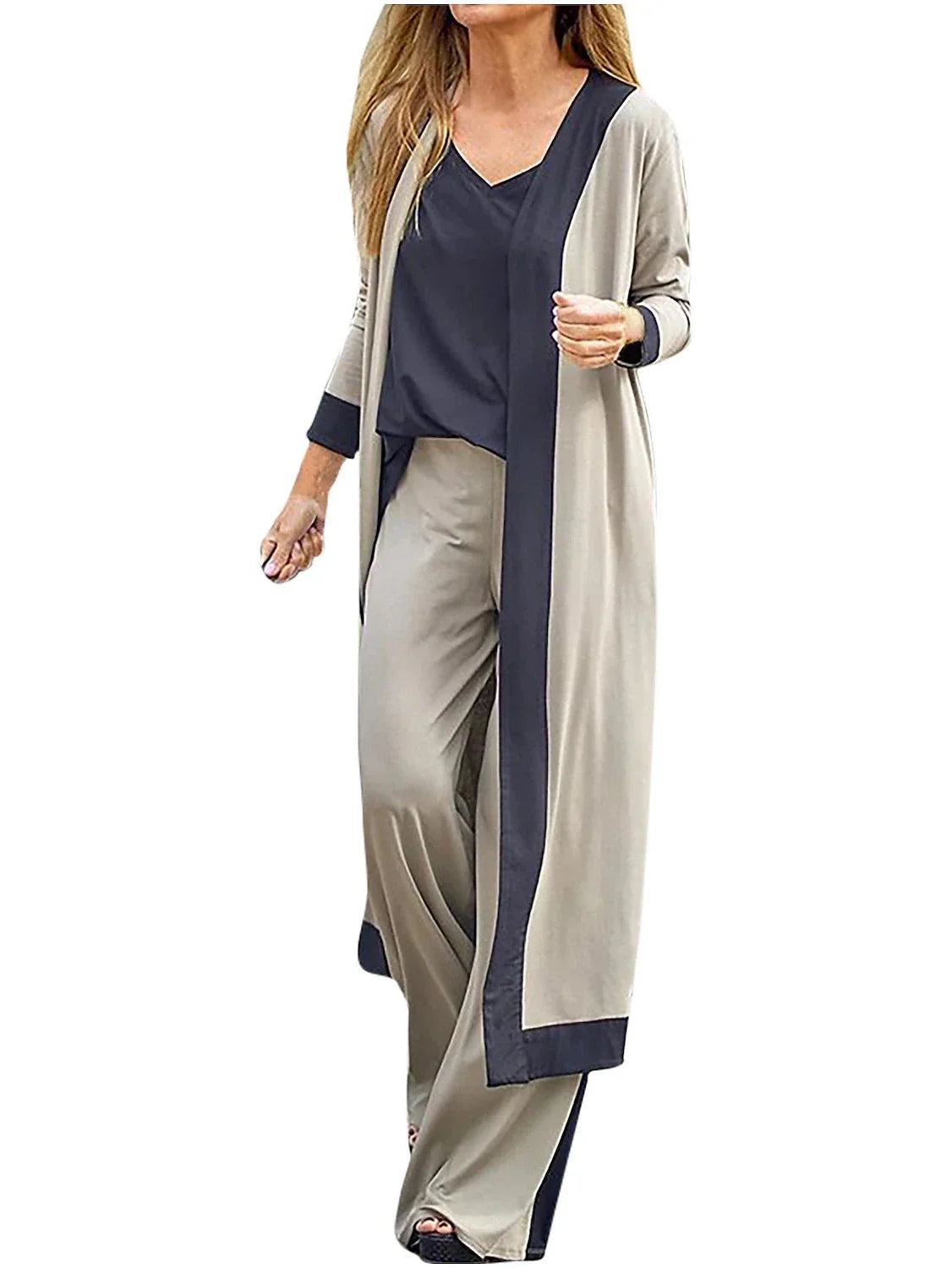 Elegant 3-Piece Women's Lounge Sweatsuit Set with Open Front Cardigan