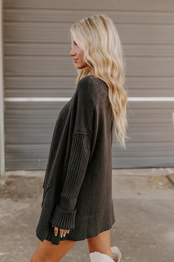 Falling Leaves Knit Sweater in Black