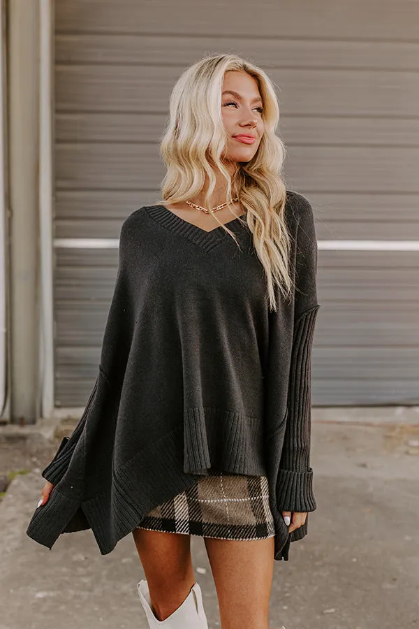 Falling Leaves Knit Sweater in Black