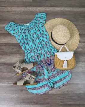 Final Sale - L SALTY - Palms Playsuit in Turquoise